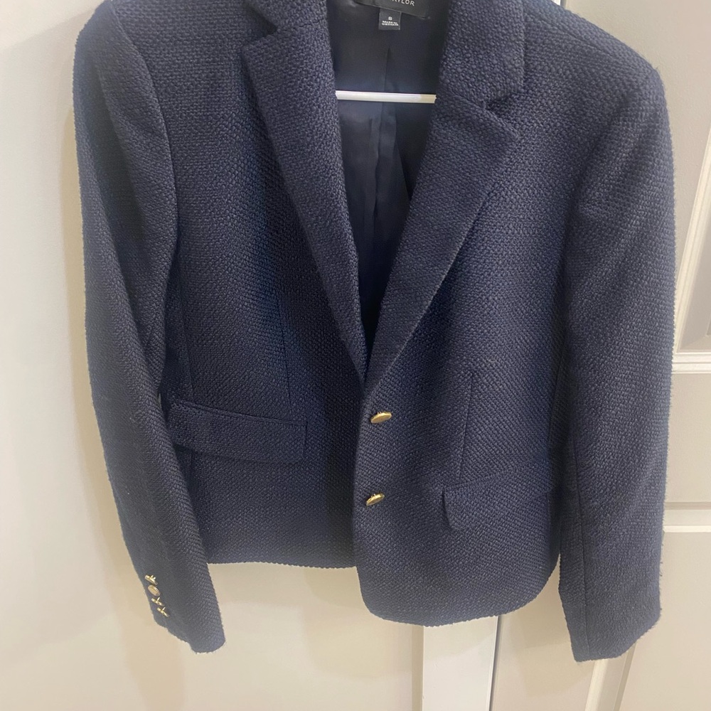 Ann Taylor Blue and Gold Blazer Professional Suit Jacket